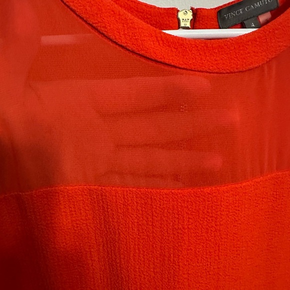 Vince Camuto poppy colored sleeveless shift dresss with sheer design, size 4 - Picture 4 of 5